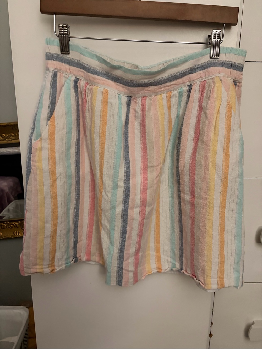 LOFT Outlet Pastel Striped Cotton Skirt - Pink, Blue, Yellow, Mint